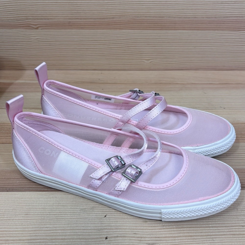 Converse Chuck Dainty Mary Jane Pink Mesh Woman's Sz 8.5 A17482F Low Top Buckle